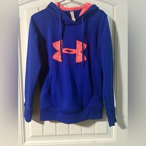 Under Armour Royal Blue Hoodie with Vibrant Pink Emblem